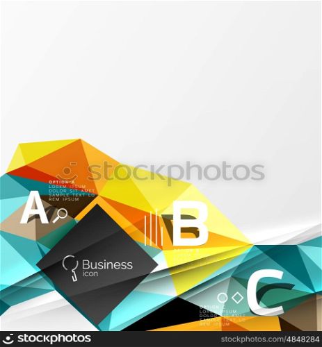Triangle mosaic vector abstract template. Vector abstract background for workflow layout, diagram, number options or web design
