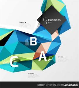 Triangle mosaic vector abstract template. Vector abstract background for workflow layout, diagram, number options or web design