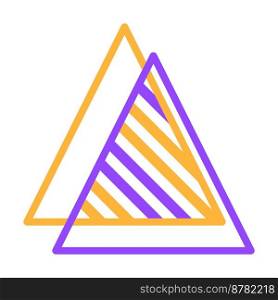 Triangle pattern purple and orange brochure element design. Geometric shapes. Vector illustration with empty copy space for text. Editable shapes for poster decoration. Creative and customizable frame. Triangle pattern purple and orange brochure element design