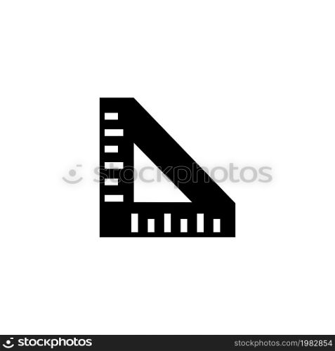 Triangle Ruler. Flat Vector Icon. Simple black symbol on white background. Triangle Ruler Flat Vector Icon