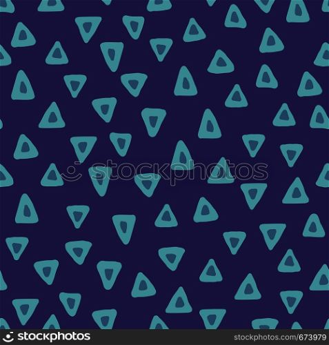 Triangle seamless pattern on blue backdrop. Trendy vector background for textile or book covers, wallpapers, design, graphic art, wrapping. Triangle seamless pattern on blue backdrop. Trendy vector background