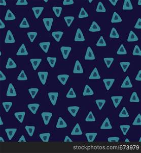 Triangle seamless pattern on blue backdrop. Trendy vector background for textile or book covers, wallpapers, design, graphic art, wrapping. Triangle seamless pattern on blue backdrop. Trendy vector background