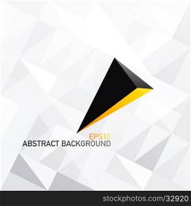 Triangle white abstract background with 3D arrow. Black and Gold Colors. Abstract background for cover designs