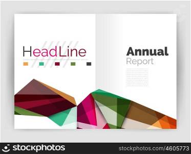 Triangles and lines, annual report flyer brochure template. Triangles and lines, annual report flyer brochure template. Vector illustration