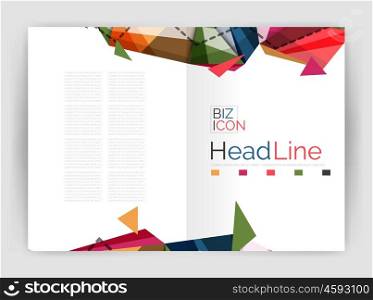 Triangles and lines, annual report flyer brochure template. Vector illustration