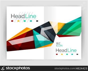 Triangles and lines, annual report flyer brochure template. Vector illustration