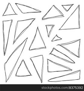 Triangles. Hand drawn shapes. Doodle style. Vector illustration