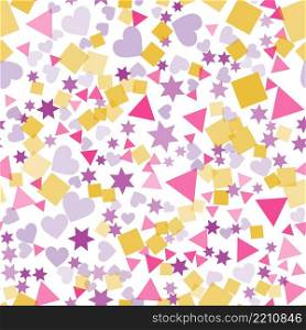 triangles, stars and squares on a white background.For fabric, baby clothes, background, textile, wrapping paper and other decoration. Vector seamless pattern EPS 10