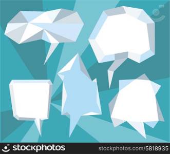 Triangular 3d bubble speech. Set of comic bubbles and elements with on stylish background cartoon design style