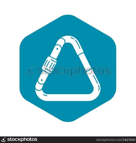 Triangular carabine icon. Simple illustration of triangular carabine vector icon for web design isolated on white background. Triangular carabine icon, simple style