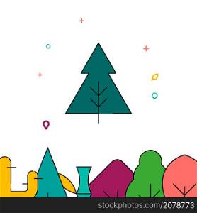Triangular christmas tree filled line vector icon, simple illustration, forest, garden related bottom border.. Triangular christmas tree filled line icon, simple vector illustration