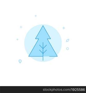 Triangular christmas tree vector icon. Tree symbol. Flat illustration. Filled line style. Blue monochrome design. Editable stroke. Adjust line weight.. Triangular christmas tree flat vector icon. Tree symbol. Filled line style. Blue monochrome design. Editable stroke