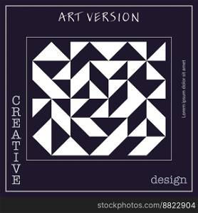 Triangular design. Layout for a cover, booklet, brochure or booklet. Corporate style template. An idea for interior decoration and creative design 
