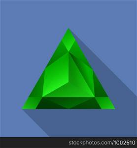 Triangular emerald icon. Flat illustration of triangular emerald vector icon for web design. Triangular emerald icon, flat style