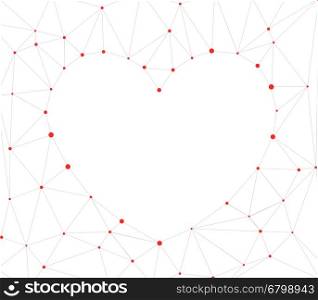 Triangular Heart Background. Trendy Heart Triangular Background. Lowpoly Polygonal Vector illustration.
