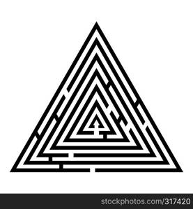 Triangular labyrinth Maze conundrum Labyrinth conundrum icon black color vector illustration flat style simple image