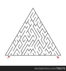 Triangular labyrinth with an input and an exit. Simple flat vector illustration isolated on white background. Triangular labyrinth with an input and an exit. Simple flat vector illustration isolated on white background.