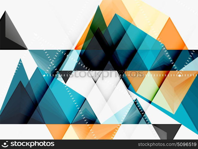 Triangular low poly vector a4 size geometric abstract template. Triangular low poly vector a4 size geometric abstract template. Multicolored triangles on light background, futuristic techno or business design