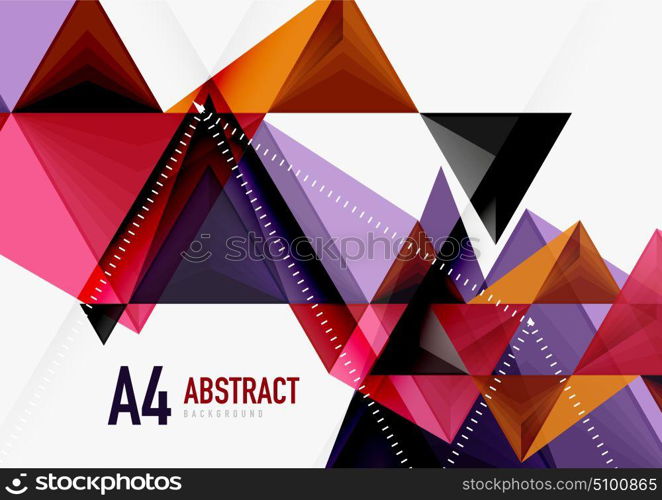 Triangular low poly vector a4 size geometric abstract template. Triangular low poly vector a4 size geometric abstract template. Multicolored triangles on light background, futuristic techno or business design