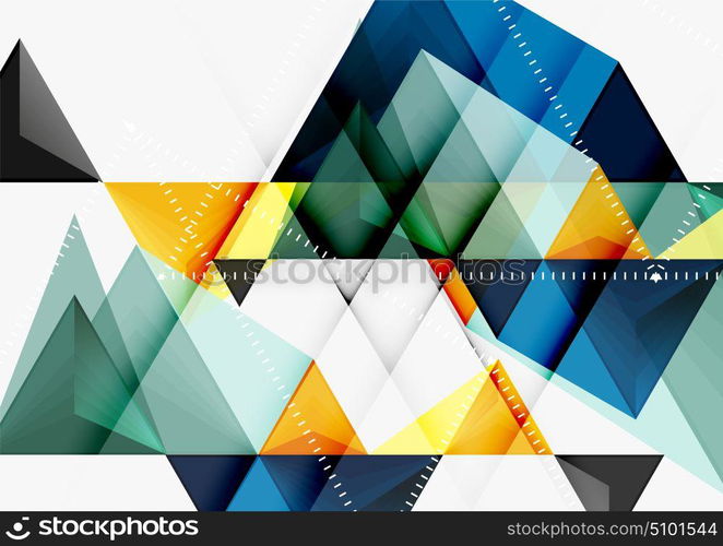 Triangular low poly vector a4 size geometric abstract template. Triangular low poly vector a4 size geometric abstract template. Multicolored triangles on light background, futuristic techno or business design