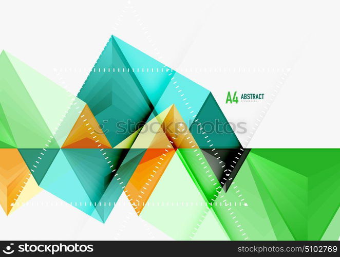 Triangular low poly vector a4 size geometric abstract template. Triangular low poly vector a4 size geometric abstract template. Multicolored triangles on light background, futuristic techno or business design