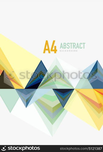 Triangular low poly vector a4 size geometric abstract template. Triangular low poly vector a4 size geometric abstract template. Multicolored triangles on light background, futuristic techno or business design