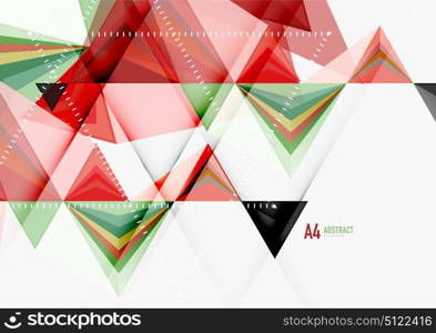 Triangular low poly vector a4 size geometric abstract template. Triangular low poly vector a4 size geometric abstract template. Multicolored triangles on light background, futuristic techno or business design