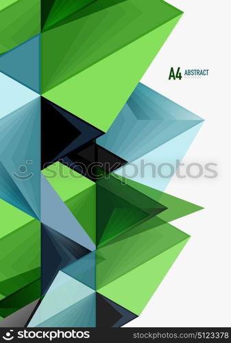 Triangular low poly vector a4 size geometric abstract template. Triangular low poly vector a4 size geometric abstract template. Multicolored triangles on light background, futuristic techno or business design