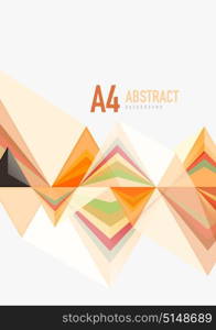 Triangular low poly vector a4 size geometric abstract template. Triangular low poly vector a4 size geometric abstract template. Multicolored triangles on light background, futuristic techno or business design