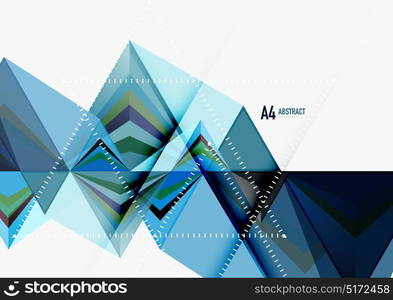 Triangular low poly vector a4 size geometric abstract template. Triangular low poly vector a4 size geometric abstract template. Multicolored triangles on light background, futuristic techno or business design