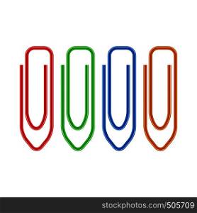 Triangular paper clips icon, realistic style on a white background. Paper clips icon, realistic style