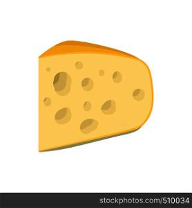 Triangular piece of cheese icon in cartoon style on a white background. Triangular piece of cheese icon, cartoon style