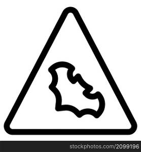 Triangular shape animal trespassing with the bat logotype