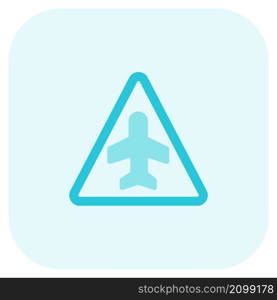 Triangular shape sign board with airplane logotype