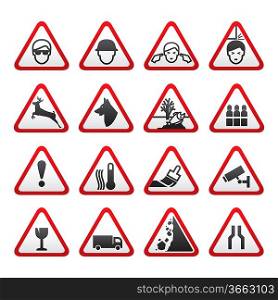 Triangular Warning Hazard Signs set