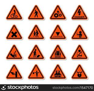 Triangular Warning Hazard Symbols labels Sign Isolate on White Background,Vector Illustration