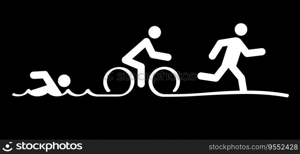 Triathlon line pattern. Triatlon route. Sports for swimming, cycling and running or run, bike and swim pictogram. Funny flat vector activity icon symbol. Triathlete, triathletes race. Competition.