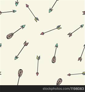 Tribal arrows on light background. Seamless vector pattern