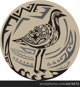 Tribal Art style illustration of a Pacific golden plover, Pluvialis fluva or kolea, a medium-sized plover standing viewed from the side set inside circle.
