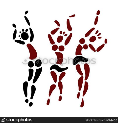 Tribal Dancing silhouettes. Oriental dancer Vector illustration. African Beautiful Women