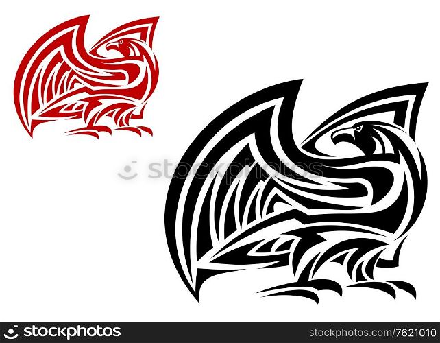 Tribal eagle mascot in two colors variations isolated on white background