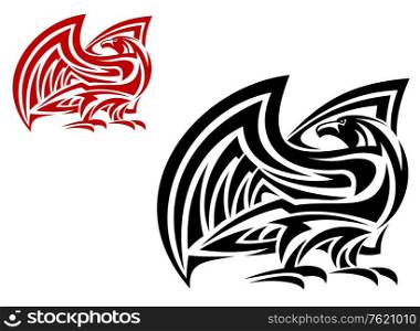 Tribal eagle mascot in two colors variations isolated on white background