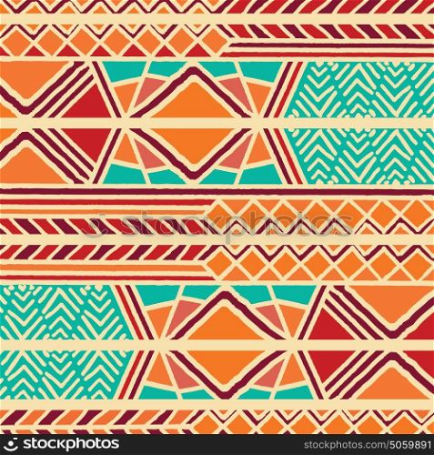 Tribal ethnic colorful bohemian pattern with geometric elements, African mud cloth, tribal design, vector illustration