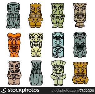 Tribal ethnic masks and totems for religious or historical design
