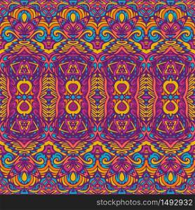 Tribal festive colorful vector abstract geometric ethnic seamless pattern ornamental. Asian striped textile design. Abstract festive colorful grunge vector ethnic tribal pattern