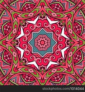 Tribal indian flower arabesque ethnic seamless design. Festive colorful mandala pattern ornament. For wallpaper and fabric. Indian floral paisley medallion pattern. Ethnic Mandala ornament.