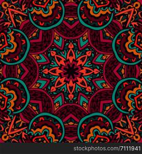 Tribal indian flower ethnic seamless design. Festive carnival colorful Sun Star mandala pattern ornament.. Abstract festival mandala pattern colorful background vector