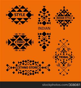 Tribal logo set. Indian asian ethno style. Vector illustration.. Tribal logo set