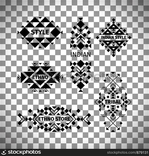 Tribal logo set isolated on transparent background, vector illustration. Tribal logo set on transparent background