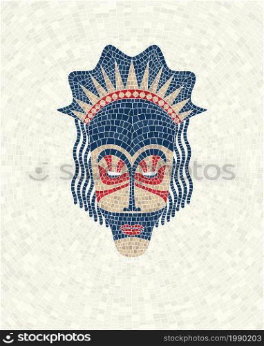 Tribal mask mosaic, vector illustration